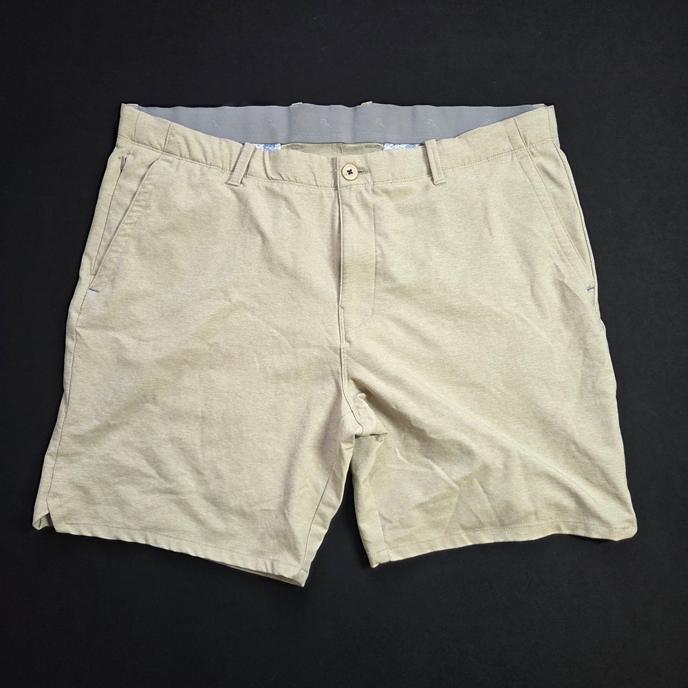 Tommy Bahama Boracay Mens Khaki Heathered Stretch Golf Shorts Size 38